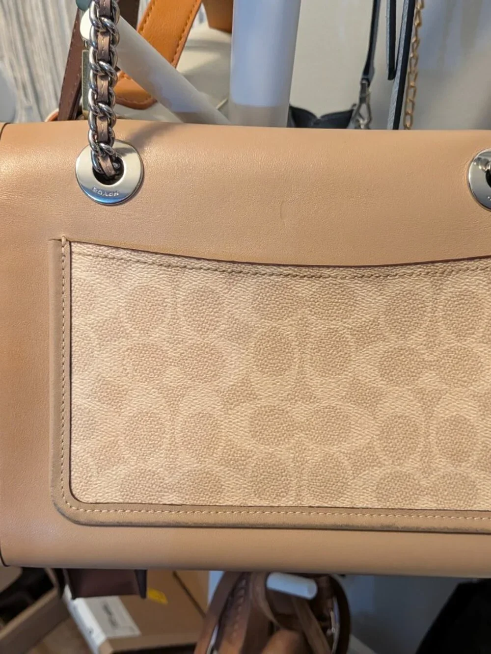 Coach Floral Turnlock Chain Shoulder Bag